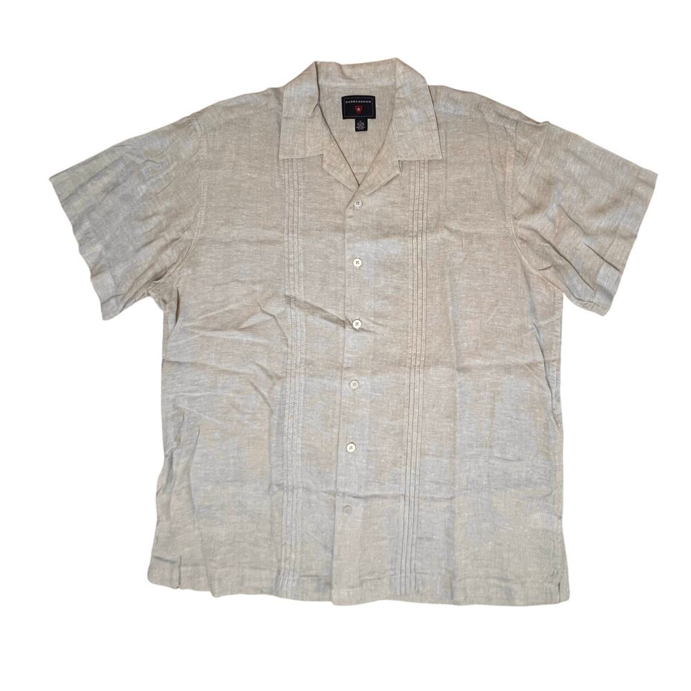 Saddlebread‎ Cuban Pleated Lightweight Tan Linen Shirt X LARGE Cruisewear Summer